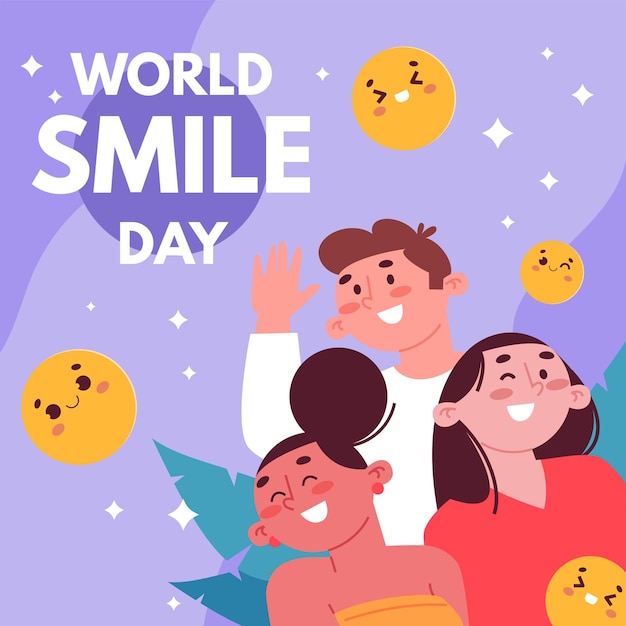 Hand drawn flat world smile day