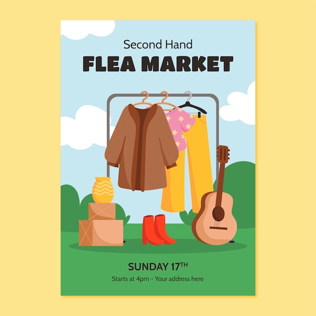 Hand drawn flea market design template