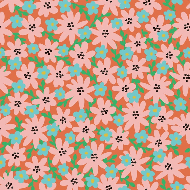 hand drawn floral background botanical seamless pattern