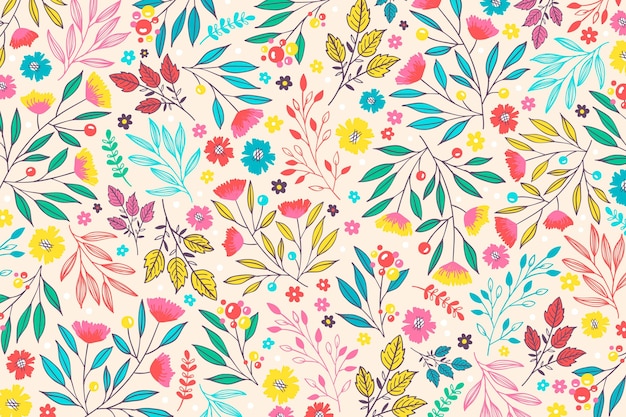 Vector hand drawn floral background
