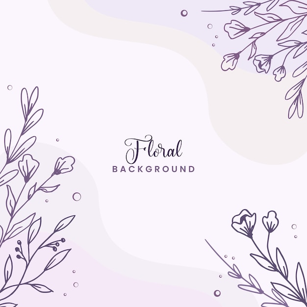 Hand drawn floral border on a purple background