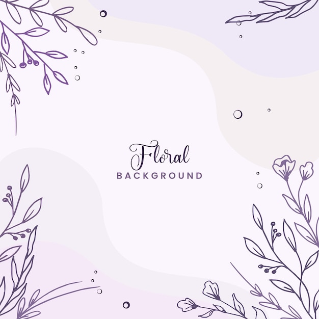 Hand drawn floral border on a purple background