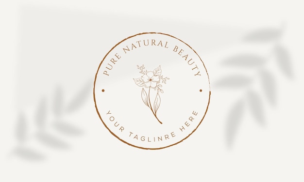 Hand drawn floral botanical feminine logo collection for beauty, natural, organic Premium vector