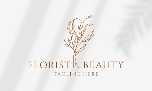Hand drawn floral botanical logo bundle illustration collection for beauty natural organic premium