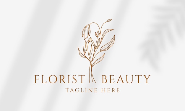 Hand drawn floral botanical logo bundle illustration collection for beauty natural organic Premium