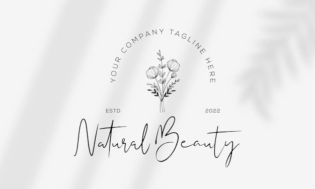 Ручной обращается цветочный ботанический логотип набор иллюстраций для красоты натуральный органический Premium