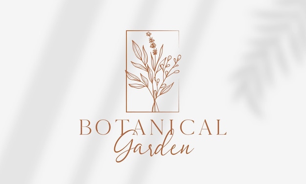 Raccolta dell'illustrazione del fascio di logo botanico floreale disegnato a mano per il premio organico naturale di bellezza