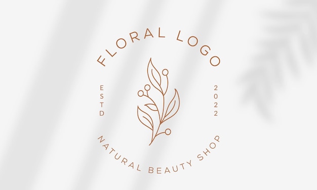 Vector hand drawn floral botanical logo bundle illustration collection for beauty natural organic premium