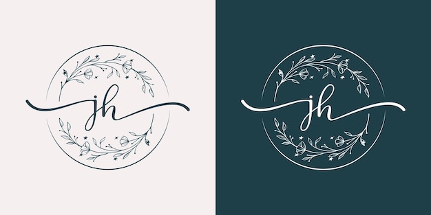 Vector hand drawn floral botanical logo bundle illustration collection for beauty, natural, organic premium