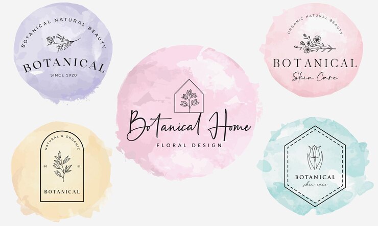 Vector hand drawn floral botanical logo illustration collection for beauty natural organic premium vector