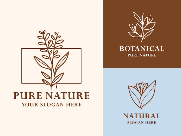 Collezione di illustrazioni di logo botanico floreale disegnato a mano