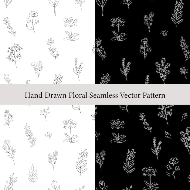 Hand drawn floral branches seamless pattern