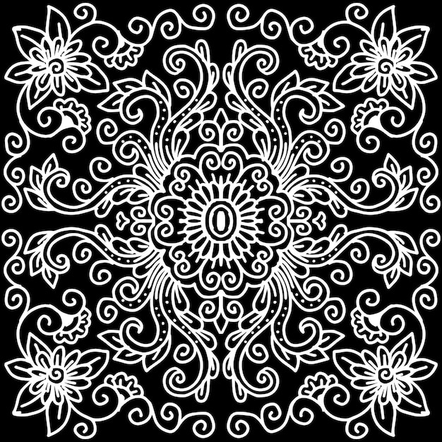 Hand drawn floral decorative in mandala style