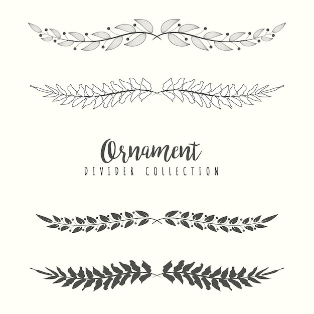 Hand drawn floral divider borders collection with branches and flower