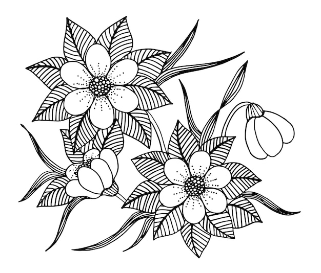 手描きの花の落書き