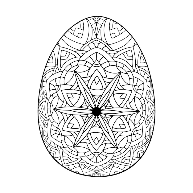 Hand drawn floral Easter egg Coloring book page antistress with flower pattern for adults and children Beautiful doodle ornament Vector outline sketch illustration isolated on white background