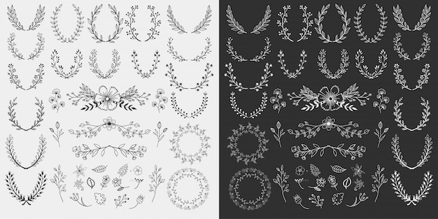 Hand drawn floral elements design