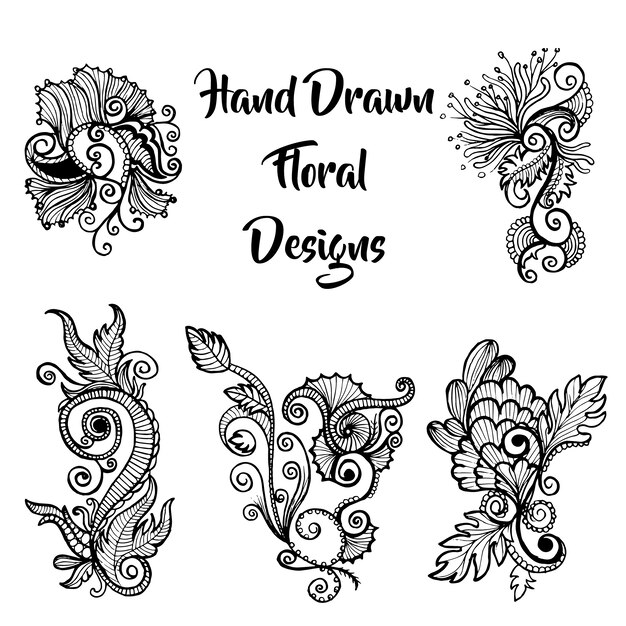 Vector hand drawn floral elements