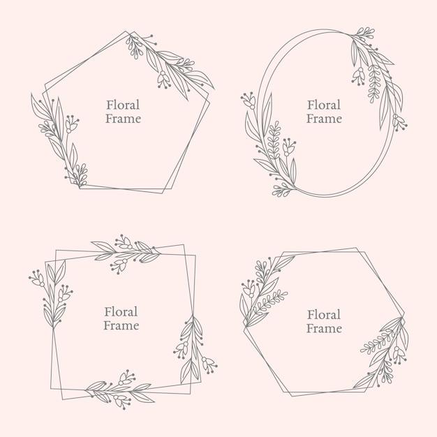 Vector hand drawn floral frame collection