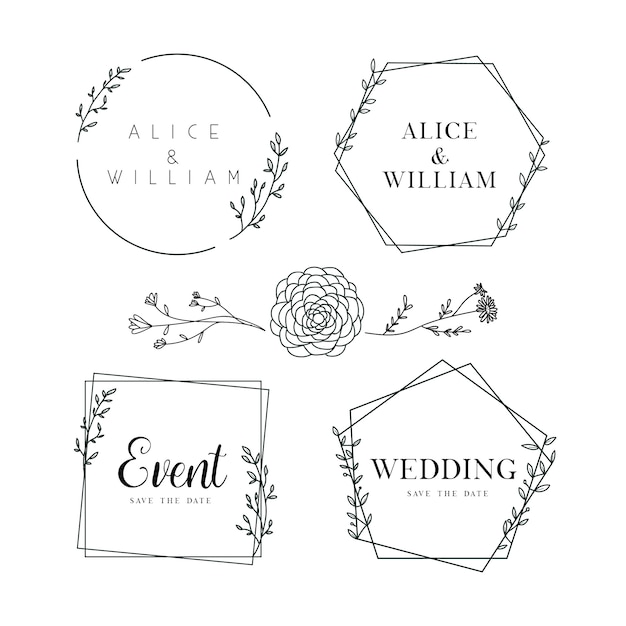 Vector hand drawn floral frame collection