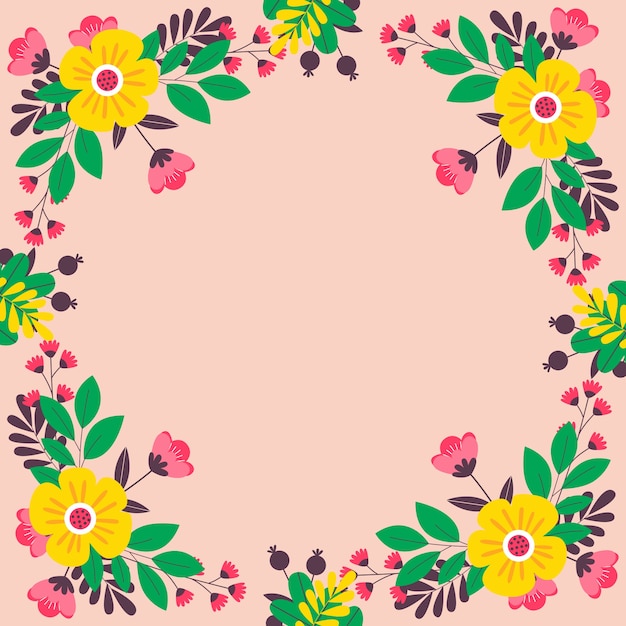 Vector hand drawn floral frame