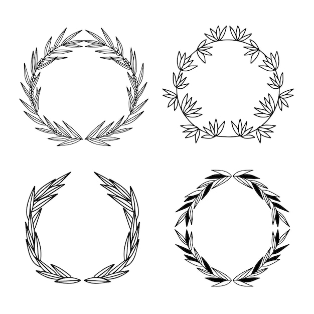 Hand drawn floral frames with flowers branch and leaves Elegant logo template