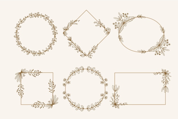 Vector hand drawn floral frames