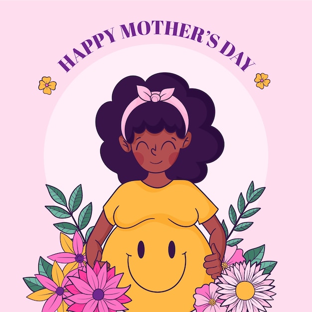 여성의 날 축하를 위해 손으로 그린 꽃 그림