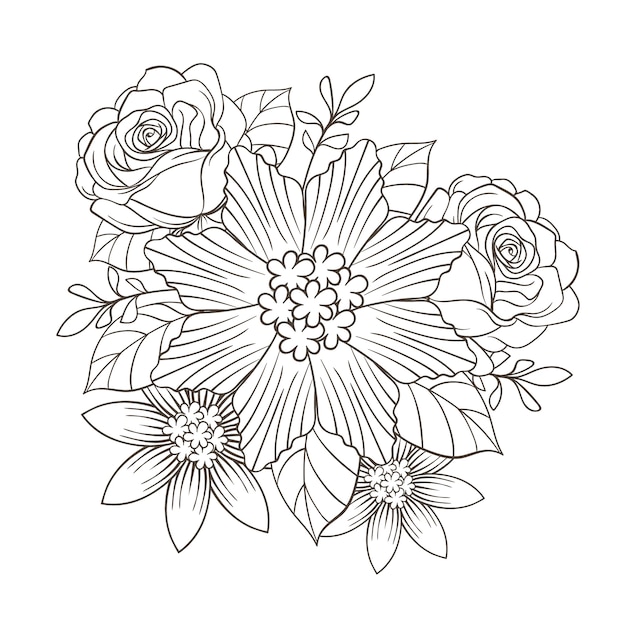 ベクトル 手描きの花のイラスト