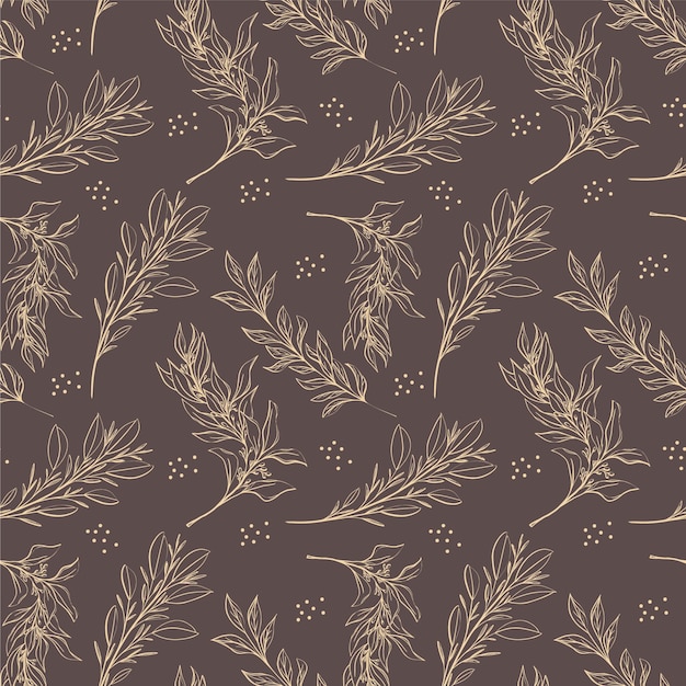 Hand drawn floral leaves pattern