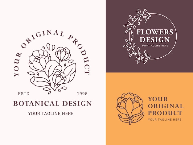 hand drawn floral logo collection