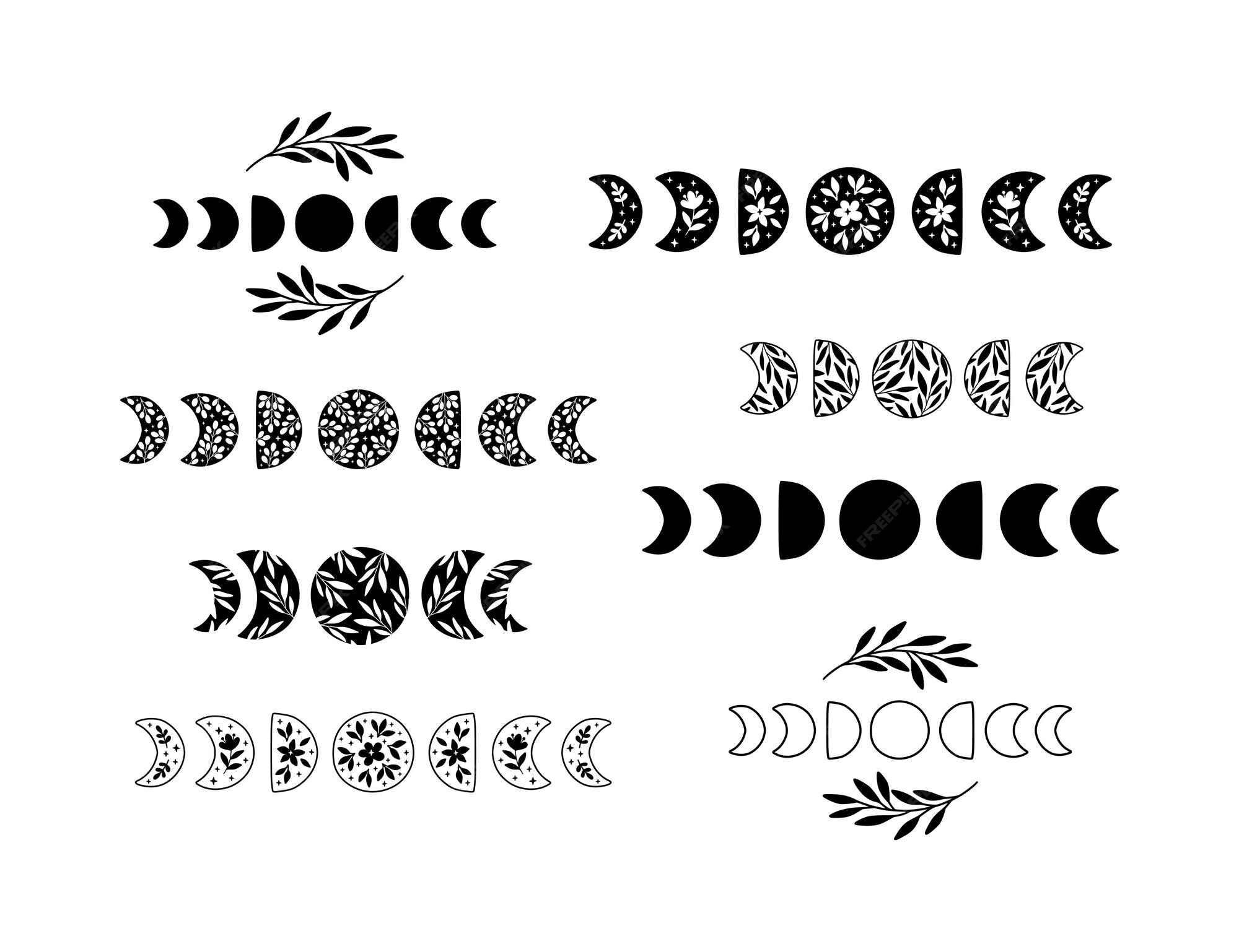 Premium Vector Hand drawn floral moon phase sacred geometry flower