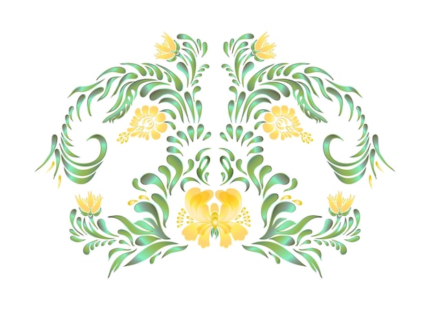 Hand drawn floral ornament Illustration in folk style