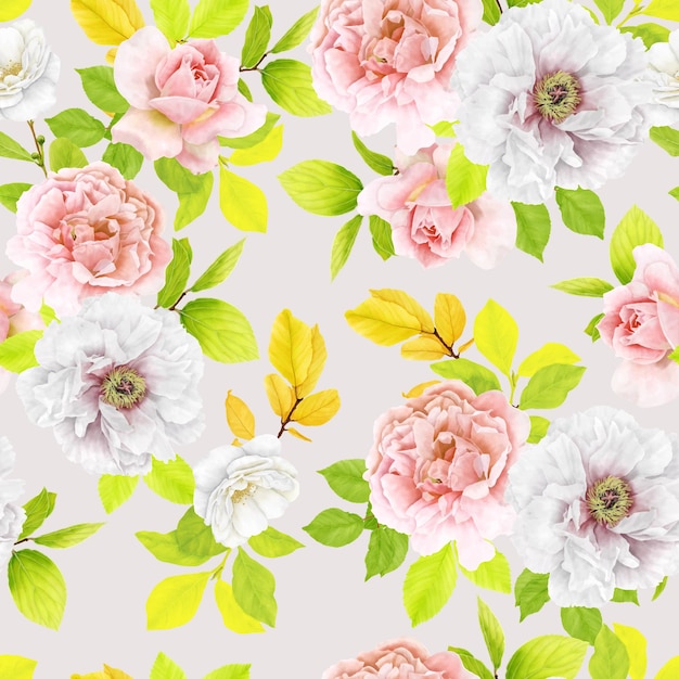 hand drawn floral ornament seamless pattern