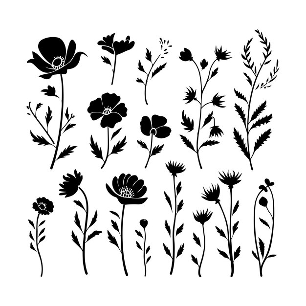 Vector hand drawn floral ornaments collection generative ai