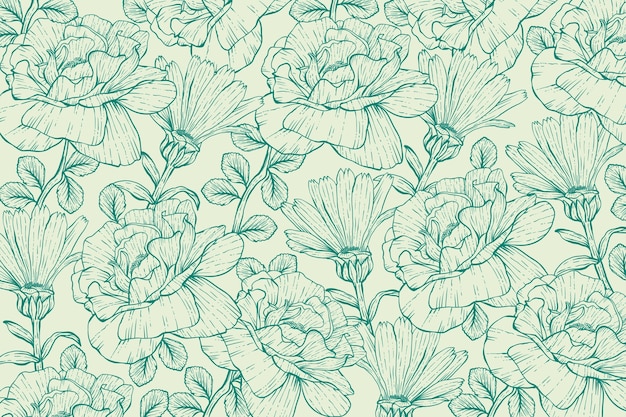 Hand drawn floral outline background