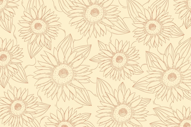 Vector hand drawn floral outline background