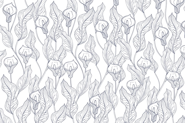 Hand drawn floral outline background