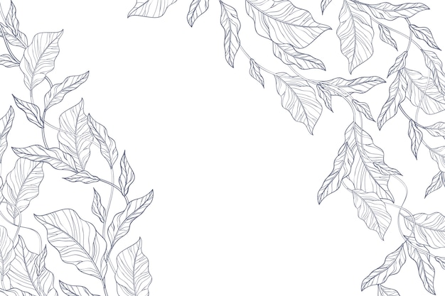 Vector hand drawn floral outline background