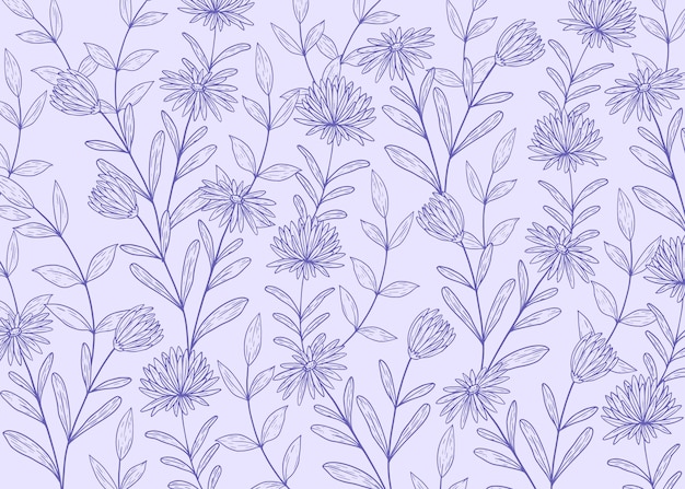 Vector hand drawn floral outline background