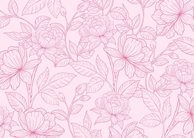 Hand drawn floral outline background