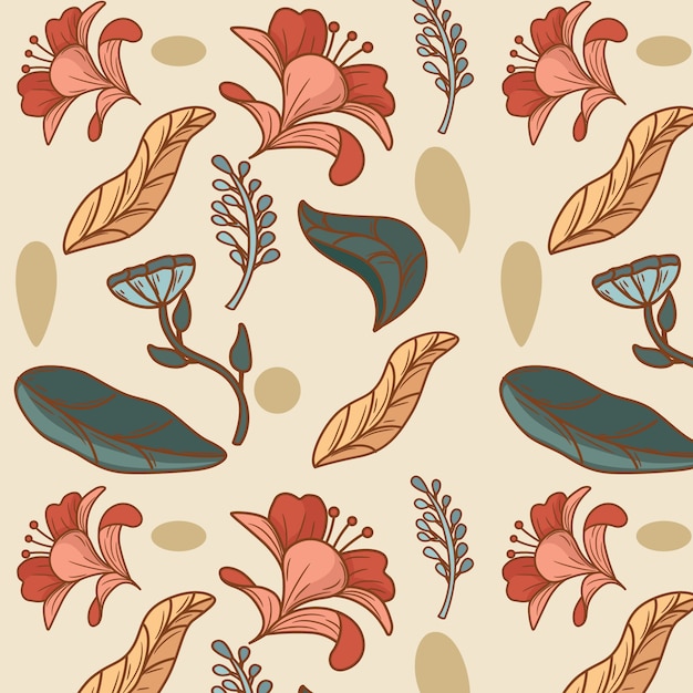 Vector hand drawn floral pattern design