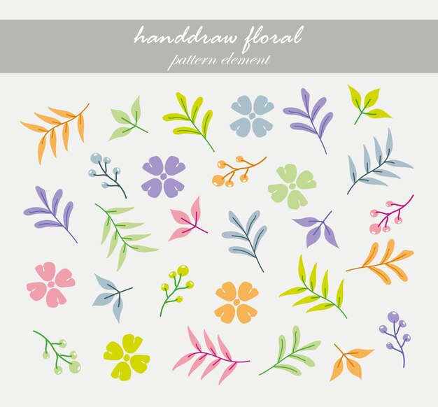 Vector hand drawn floral pattern element vector