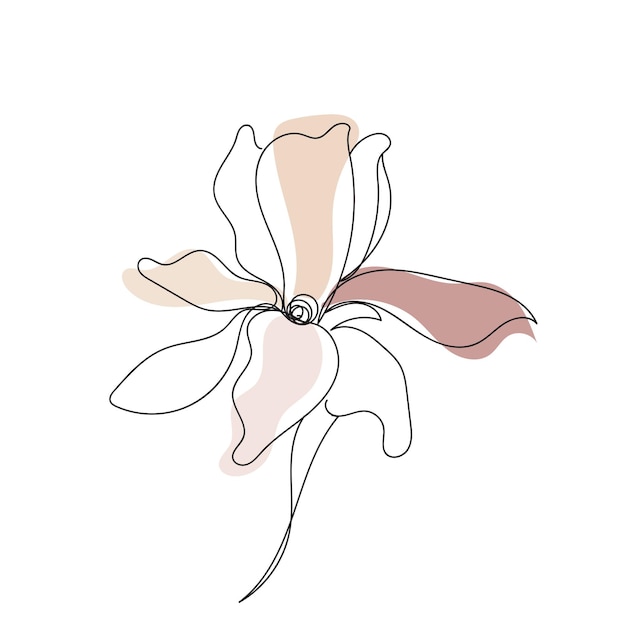 桃色の手描きの花柄