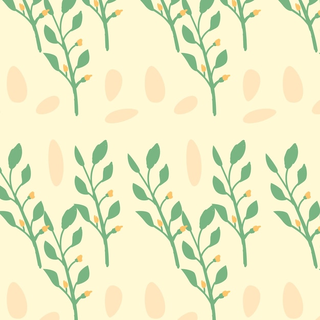 Hand drawn floral pattern with green branches vector illustration can used for wrapping paper