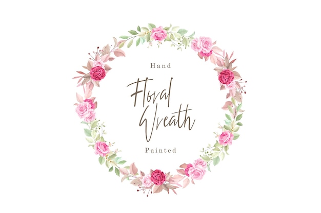 Vector hand drawn floral roses wreath illustration