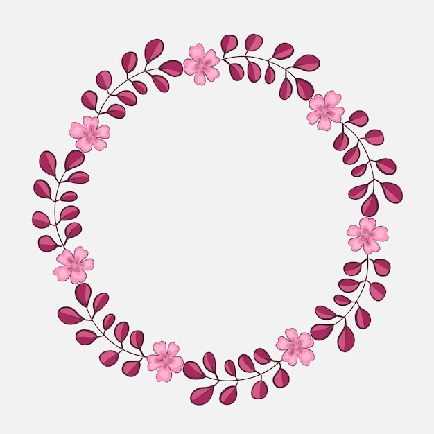 Vector hand drawn floral round frame