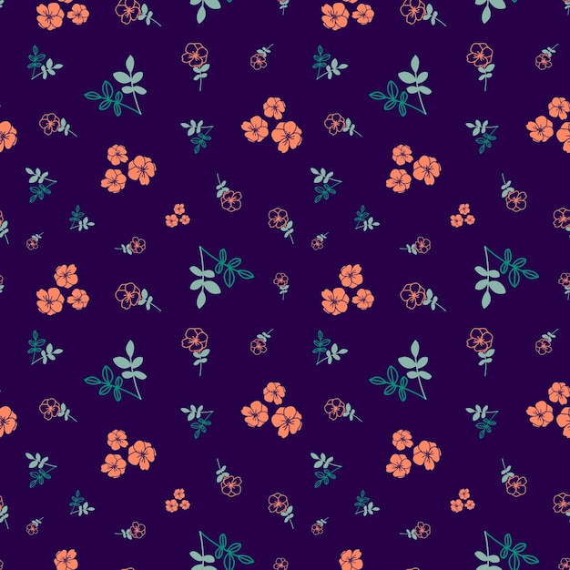 Vector hand drawn floral seamless pattern design