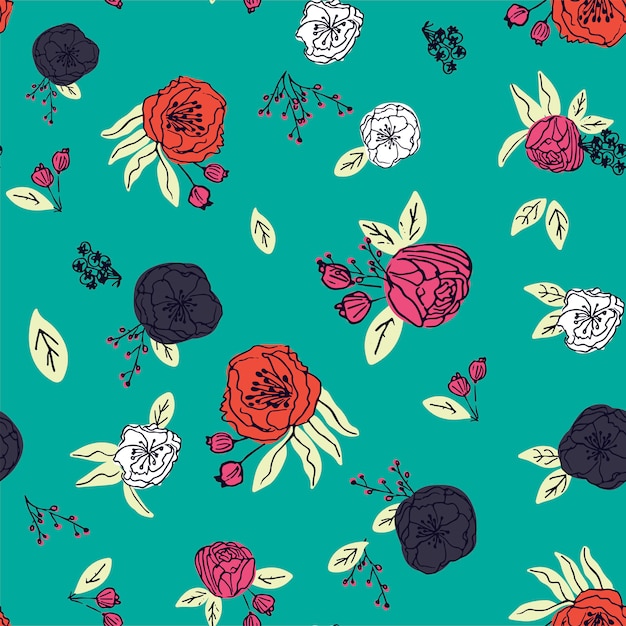 Hand drawn floral seamless pattern vector