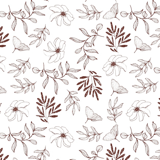 Hand Drawn Floral Seamless Pattern